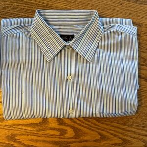Jos. A. Bank Blue and White Striped Dress Shirt Travelers Collection